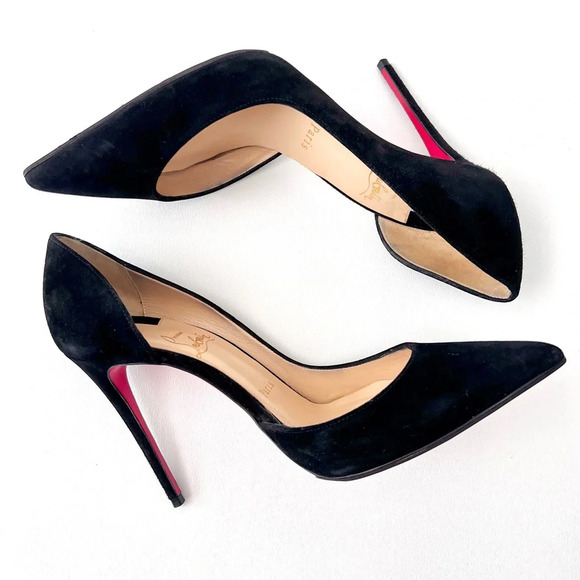 CHRISTIAN LOUBOUTIN | Iriza 100 Black Veau Velours Pointed Pump EU 38.5 US 8.5 - Picture 8 of 16